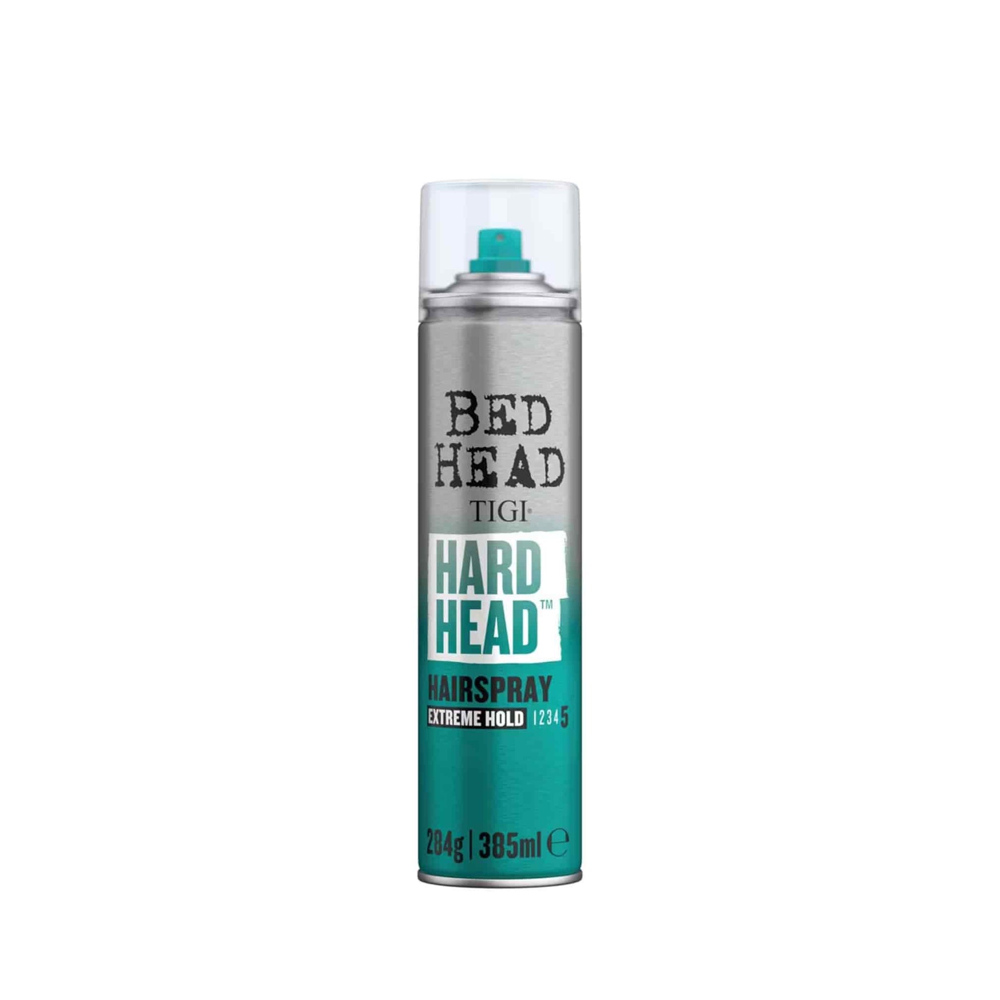 TIGI Bed Head Hard Head hairspray can on a white background