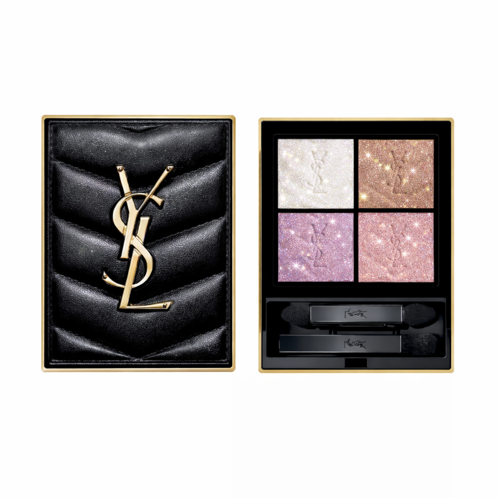 YSL makeup palette with four colors in a black box on a white background