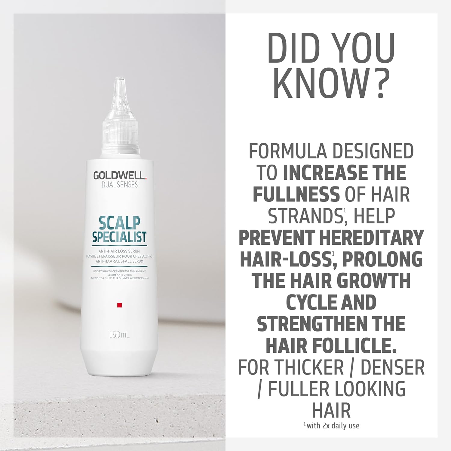Goldwell Scalp Specialist bottle with product description on a light gray background