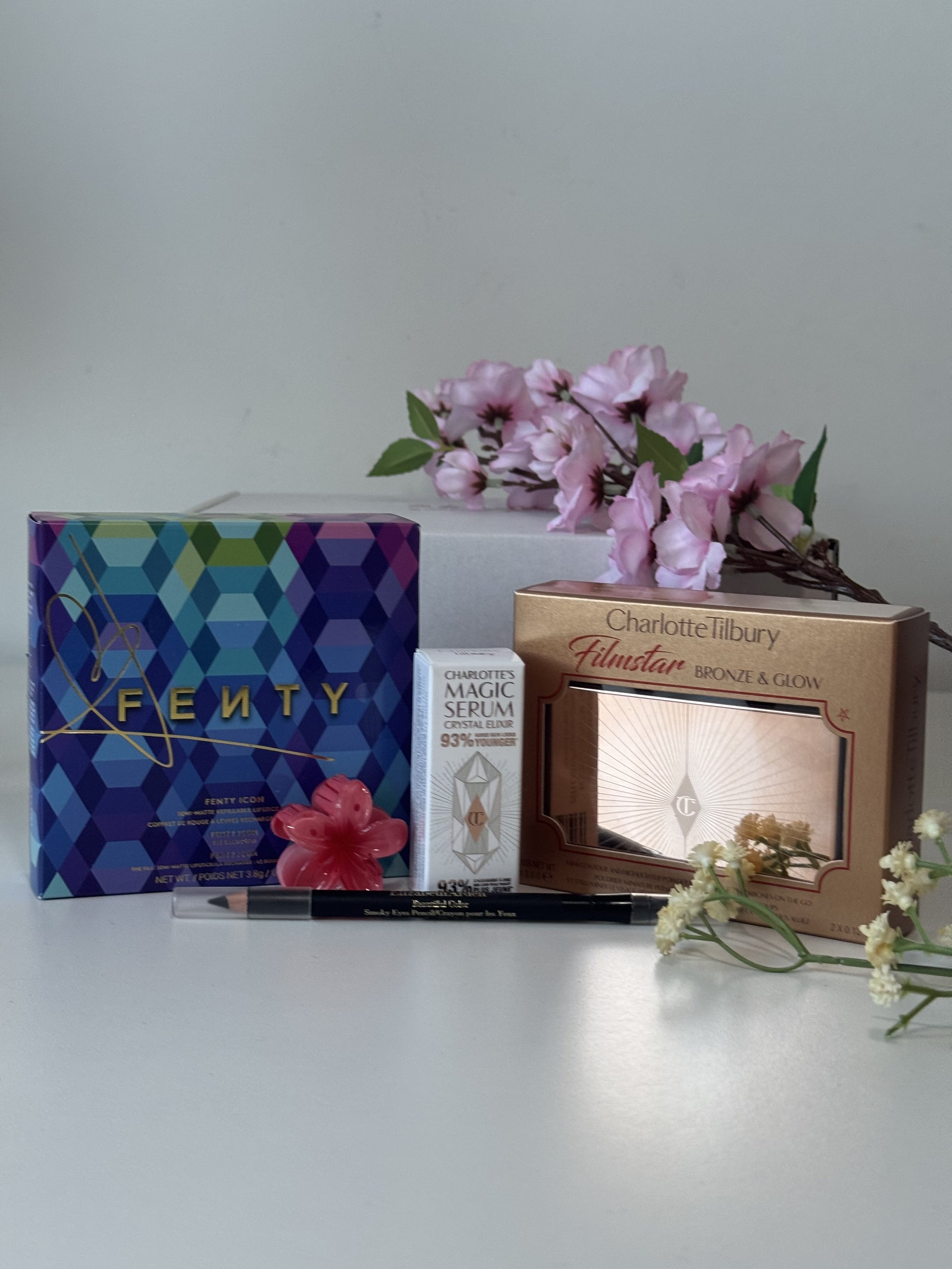 Charlotte Tilbury & Fenty Luxury Gift Set – Serum, Lipstick & Mini Bronze & Glow