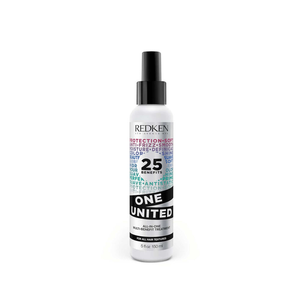 Redken One United hair treatment spray bottle on a white background