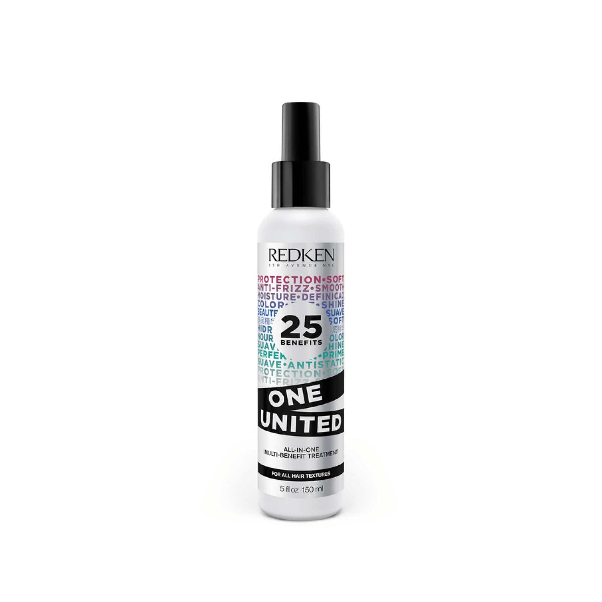 Redken One United hair treatment spray bottle on a white background