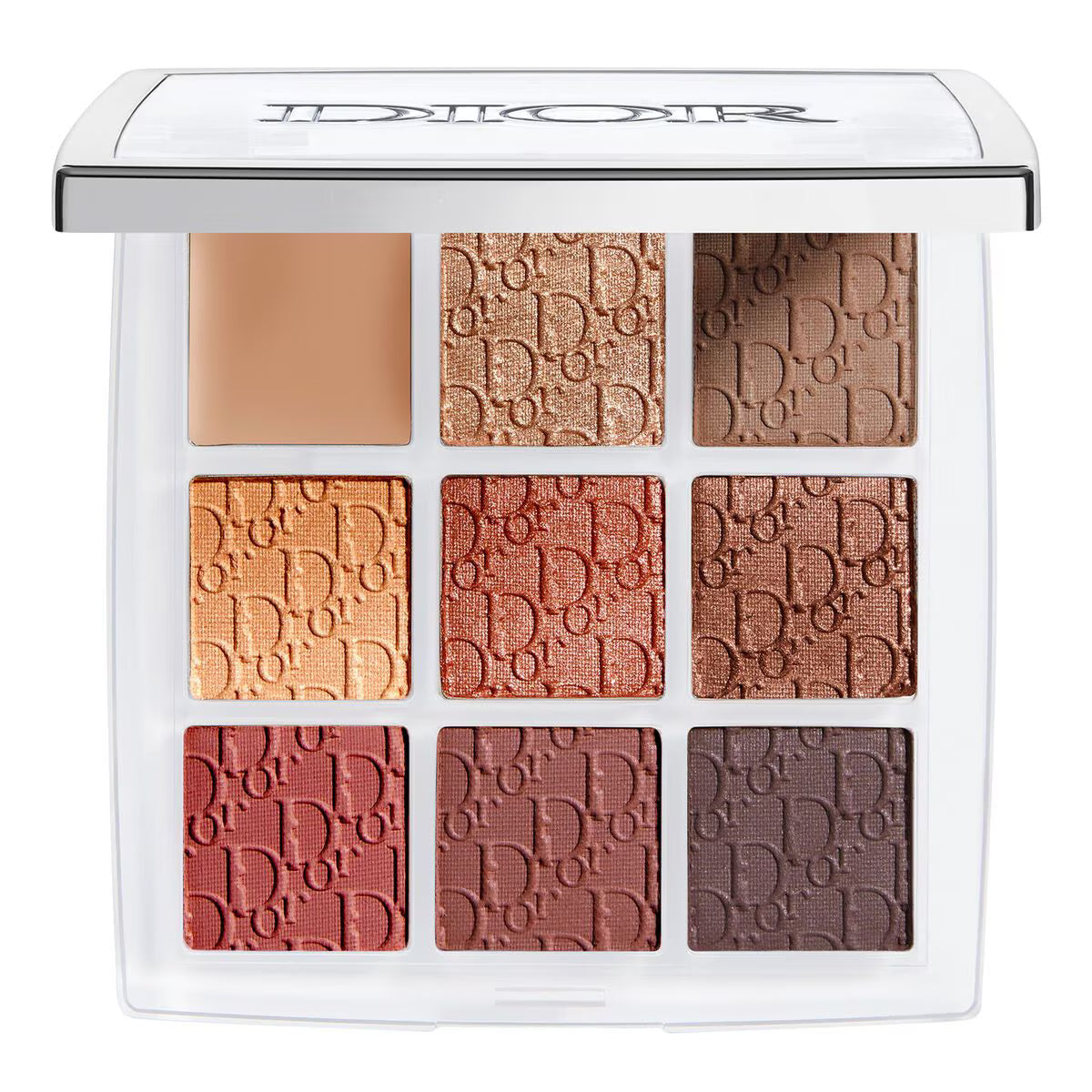 Dior makeup palette with multiple shades on a white background