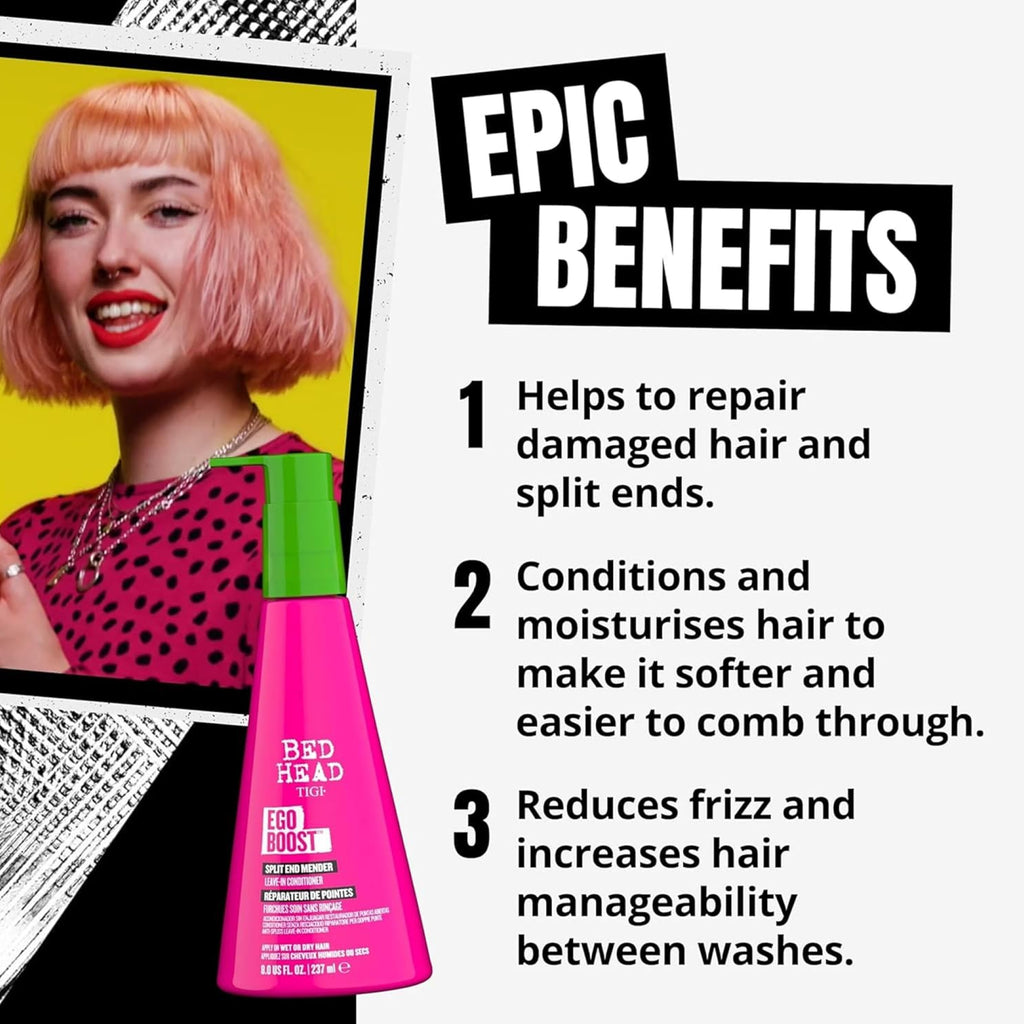 Bed Head by TIGI Ego Boost Leave-In Conditioner for Damaged Hair – 237 ml